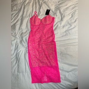 Hot pink Laced midi dress